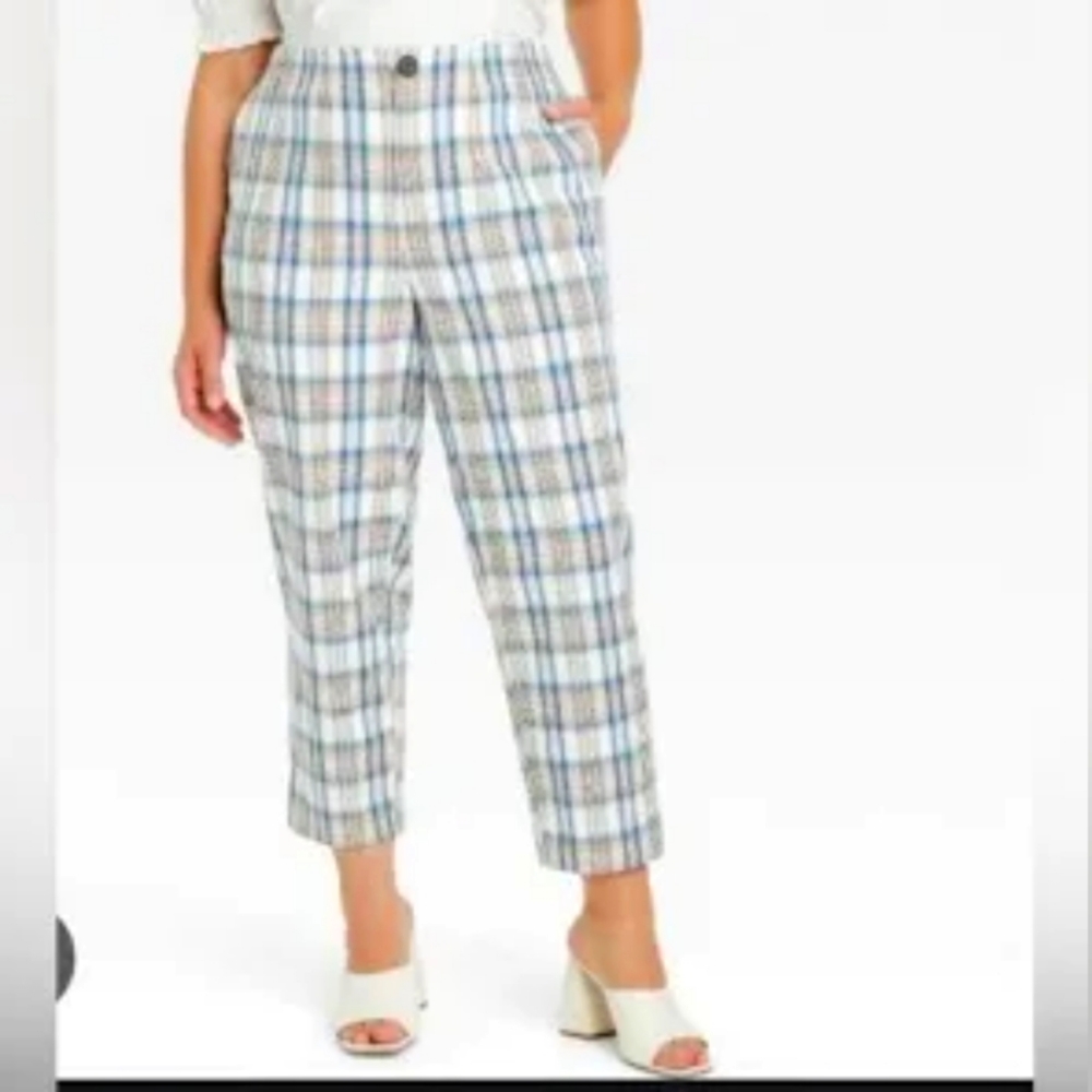 Women's plus size Ava and Viv spring colored plaid dress pants size 26w NWT